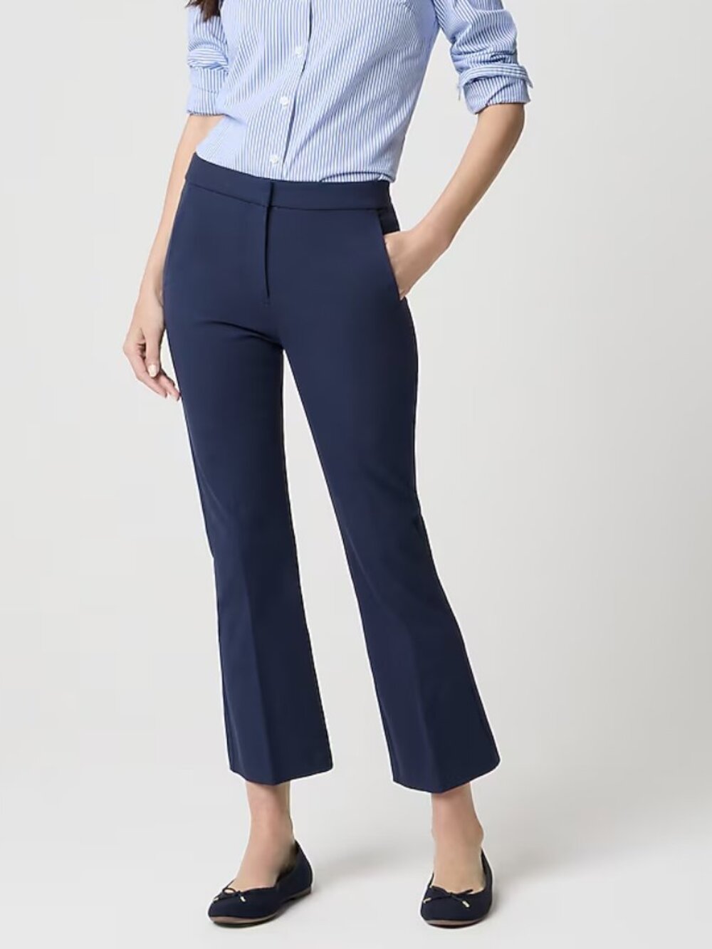 J. Crew Petite Slim Fit Nicki Flare Leg Pants Navy Size 00P NWT